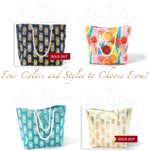 Multicolor Summer Fruit / Citrus Beach Tote Bag - Picture 3 of 7